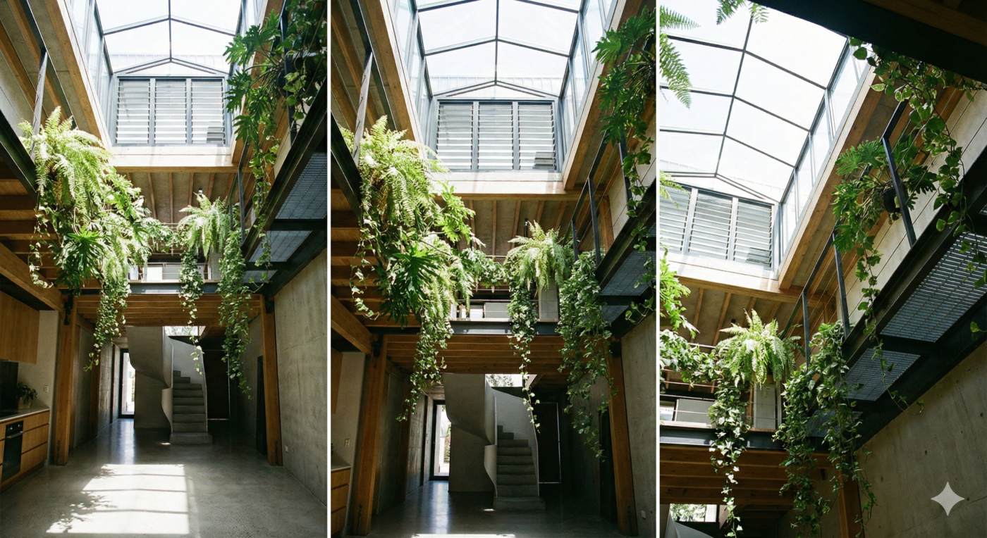 Thiết kế giếng trời lấy sáng giúp tối ưu mật độ xây dựng và không gian sống