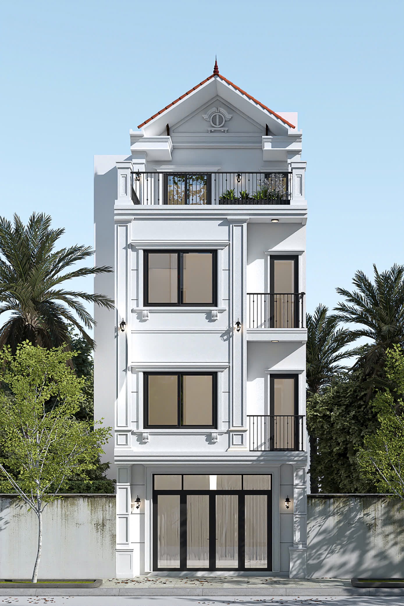 Ngôi nhà phố 4 tầng phong cách tân cổ điển Ngôi nhà phố 4 tầng phong cách tân cổ điển