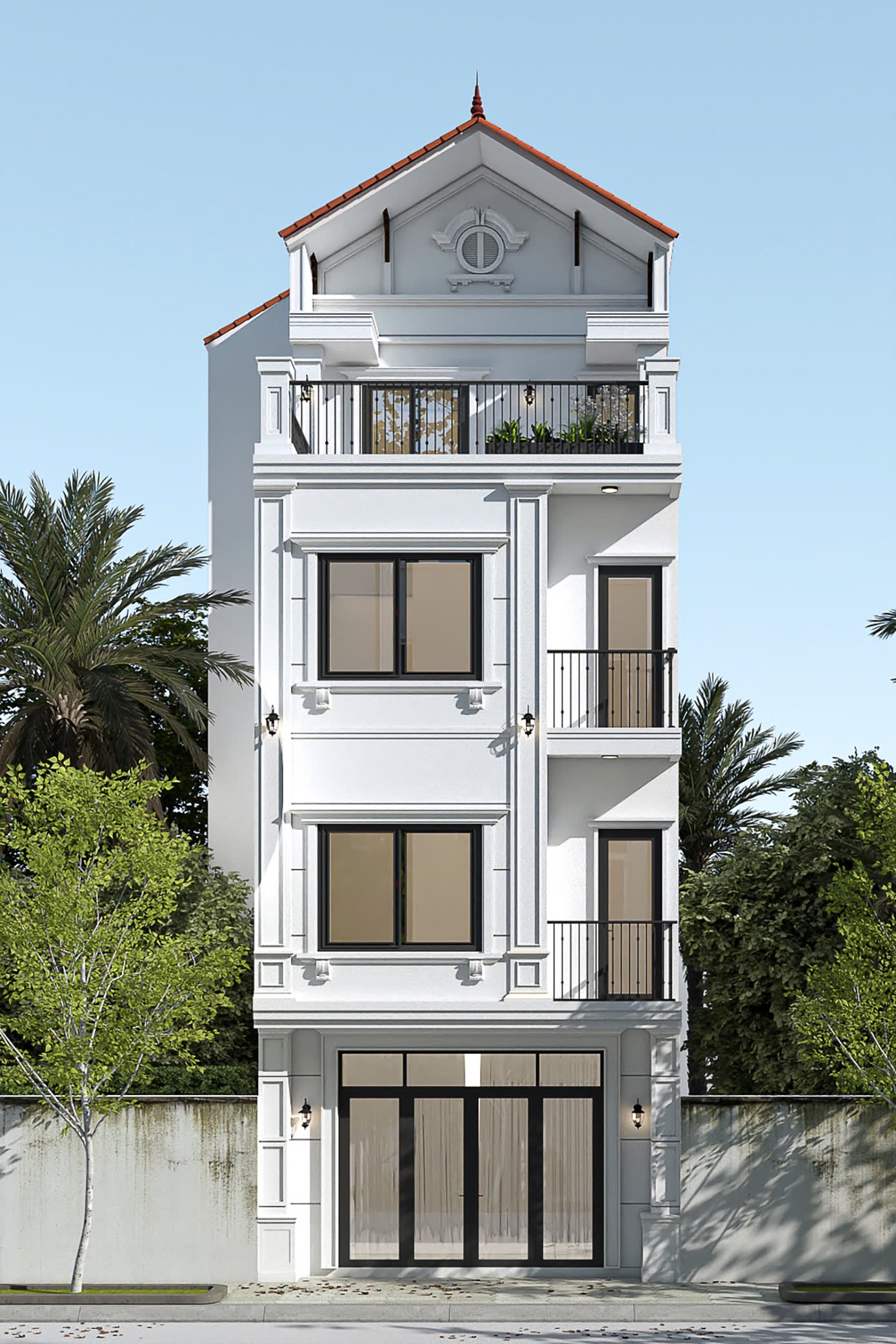 Ngôi nhà phố 4 tầng phong cách tân cổ điển