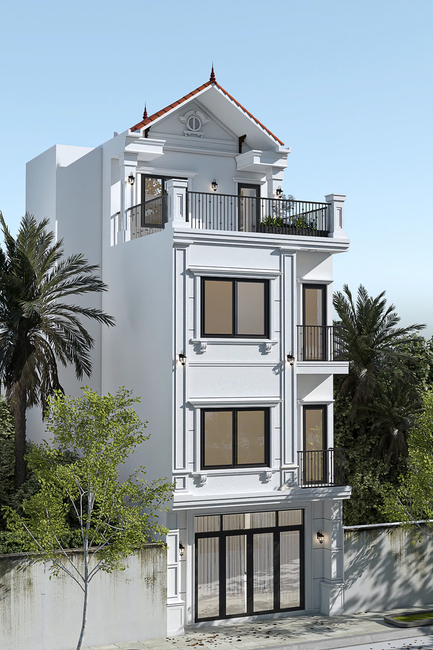 Thiết kế nhà phố 4 tầng phong cách tân cổ điển
