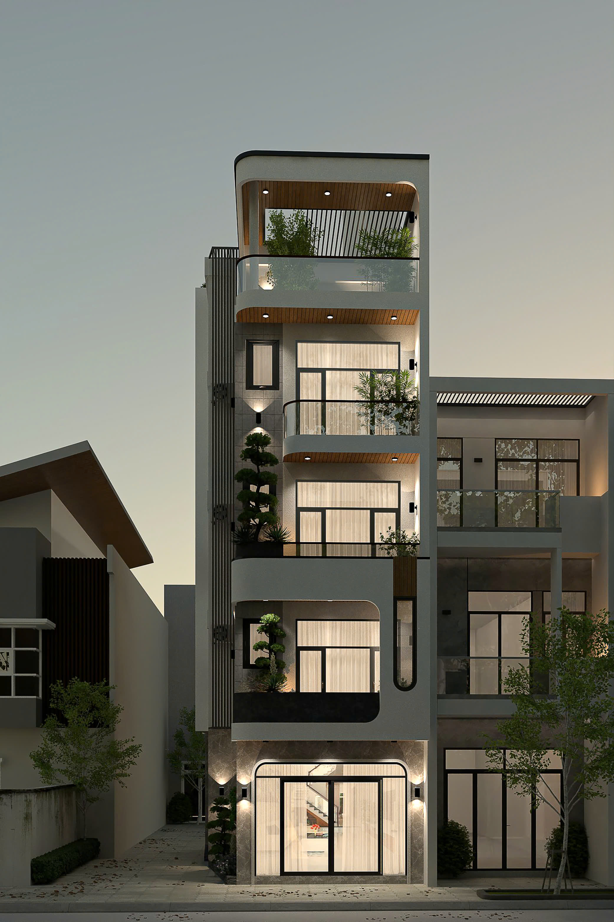 Căn nhà phố 4 tầng hiện đại với hai mặt tiền